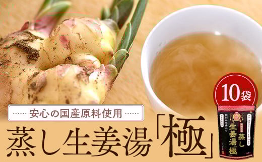 蒸し生姜湯「極」10袋入【しょうがゆ 生しょうが 有機生姜 ジンジャー ジンジャーティ ひろしま 広島県 おのみち 尾道 尾道市】広島県尾道市27000鍋セット・総菜・加工食品その他 鍋セット