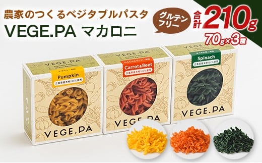 農家のつくるベジタブルパスタ VEGE.PA マカロニ3種セット_NA093_001広島県北広島町9000麺パスタ