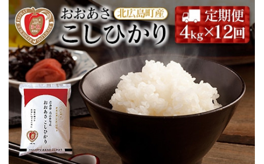 『定期便』3-R おおあさ こしひかり 1kg×4袋 全12回広島県北広島町132000米・パン白米
