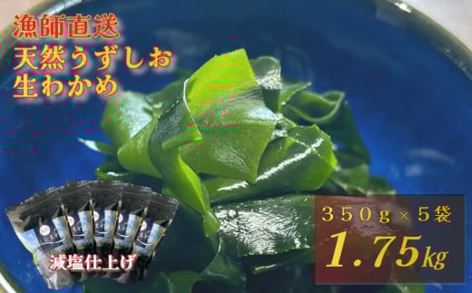 【漁師直送】天然うずしお 生わかめ 350g×5袋 【 減塩 】  鳴門わかめ わかめ 天然 国産 希少 人気 湯通し 塩蔵 味噌汁 みそ汁 スープ お刺身 サラダ 酢の物 和え物徳島県鳴門市26000魚介・海