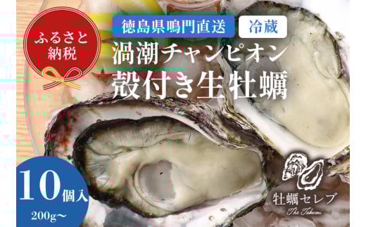 【予約受付中・2025年9月中旬頃より順次発送】【牡蠣セレブ】渦潮チャンピオン 200g〜×10個   生食  カキ 殻付き 生牡蠣 かき 鳴門  かき ブランド牡蠣 海鮮 魚介 貝類 焼き牡蠣 蒸し焼き カキ