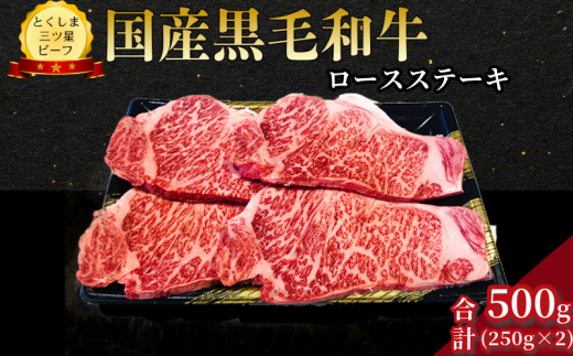 ロース ステーキ 500g (250g×2枚) 国産 黒毛和牛 とくしま三ツ星ビーフ 徳島県産 ブランド 和牛 牛肉 ふるさと納税 阿波牛 牛肉 ぎゅうにく 牛 肉 牛肉 国産 黒毛和牛 肉 ステーキ BBQ キャン
