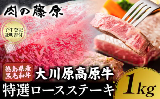 大川原高原牛 特選ロースステーキ 計1kg 冷凍便 肉の藤原 《30日以内に出荷予定(土日祝除く)》和牛 希少 大川原高原 牛肉 焼肉 ロース 牛肉 ステーキ 贅沢 バーベキュー BBQ キャンプ ギフト