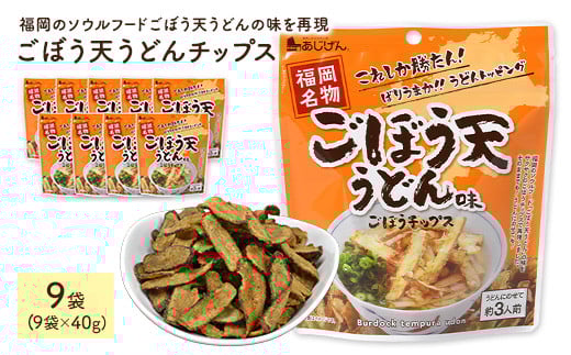 <容量が選べる> ごぼう天うどんチップス (9袋×40g) 【man313】【味源】香川県まんのう町8500菓子・スイーツ煎餅・おかき