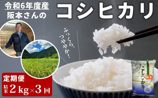 【3回定期便】コシヒカリ 精米2kg 計6kg 令和6年産|久万高原町 米 新米 お米 こめ コメ 愛媛 ※離島への配送不可愛媛県久万高原町22000米・パン白米