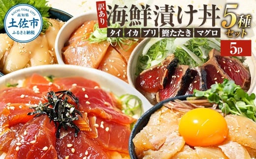 訳あり 海鮮漬け丼 (5種×各1P)計5P セット マグロ 鯛 イカ ブリ 鰹のたたき 海鮮丼セット 漬け丼 海鮮丼 国産 漬け づけ丼 食べくらべ 漬け丼の素 海鮮丼の具 海鮮セット まぐろ いか ぶり