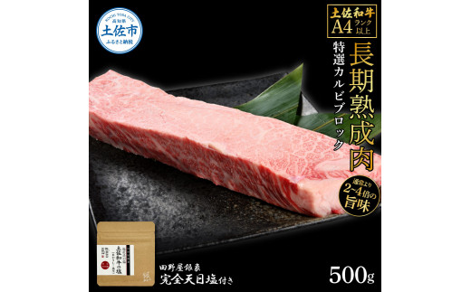 土佐和牛 特選カルビブロック500g 田野屋銀象完全天日塩1P付き 特選 長期熟成肉 田野屋銀象 完全天日塩付き カルビ 牛肉 ブロック 肉 お肉 和牛 国産 牛 熟成肉 ブロック肉 豪華 贅沢高知県土