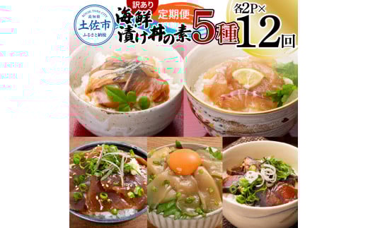 【12回定期便】訳あり土佐の海鮮漬け丼(5種×各2袋)セット 漬け丼の素 タイ 鯛 ブリ 鰤 マグロ 鮪 イカ カツオ 鰹 たたき 新鮮 魚 おかず おつまみ 惣菜 小分け 簡単 訳アリ わけあり高知県