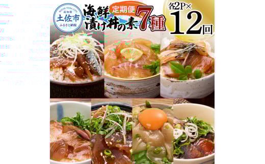 【12回定期便】海鮮漬け丼の素(7種×各2P)セット サバ 鯖 タイ 鯛 ブリ 鰤 カンパチ マグロ 鮪 イカ カツオ 鰹 たたき 海鮮丼 新鮮 魚 おかず おつまみ 惣菜 小分け 簡単 お取り寄せ高知県土