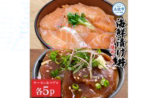 土佐の海鮮漬け丼(サーモン・まぐろ)各5袋セット 1パック60g 漬け丼 海鮮丼 マグロ丼 サーモン丼 鮪 まぐろ おかず おつまみ 惣菜 魚介類 海鮮 個包装 小分け 真空パック 簡単 お取り寄せ