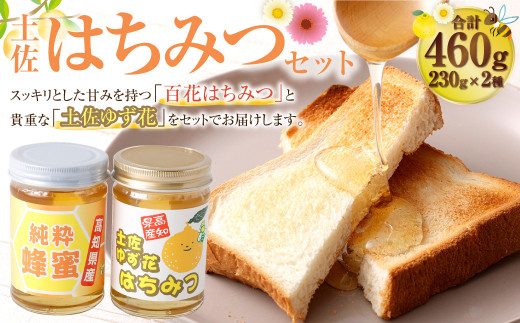 昔ながらの製法の土佐はちみつ2種セット(土佐ゆず花はちみつ&百花はちみつ・各230g)【香美市・大豊町 共通返礼品】 【2025年6月上旬より順次発送開始】高知県香美市12000鍋セット・総菜