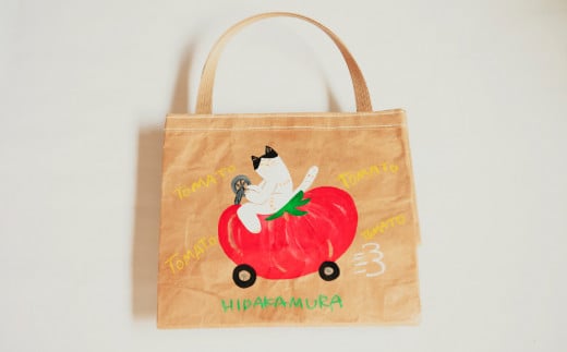 【限定柄】タカハシカヨコ 米袋バック 「とまと柄」 大四角サイズ KOME TOTE アップサイクル エコバッグ トート高知県日高村15000衣類・装飾品・工芸品鞄・バッグ