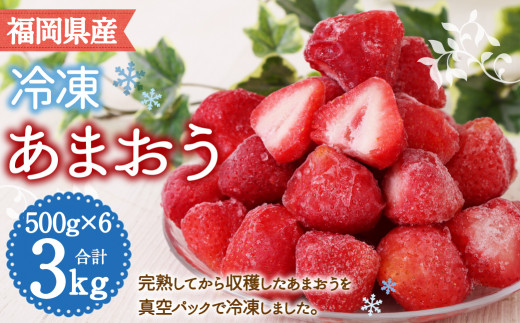 冷凍あまおう 500g×6パック 計3kg いちご かき氷福岡県筑後市18000果物・フルーツいちご
