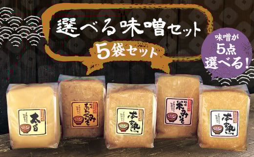 【選べる】 味噌 セット 1kg×5パック 計5kg / 米味噌 合わせ味噌 白味噌 5種 国産 九州 冷蔵福岡県筑後市20000調味料・油味噌