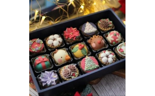 DC-012_【クリスマス近辺発送】クリスマスあんフラワークッキー 食べられるお花!あんこのお花!  15個入り【風呂敷ラッピング】和菓子福岡県行橋市23000菓子・スイーツその他 和菓子