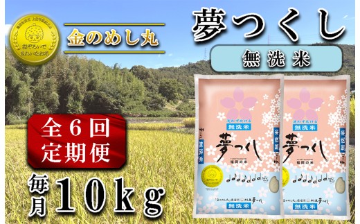 CE-095_【定期便6回】令和7年米〈無洗米〉金のめし丸夢つくし 10kg(5kg×2袋)を6回お届け(計60kg)福岡県行橋市192000米・パン無洗米