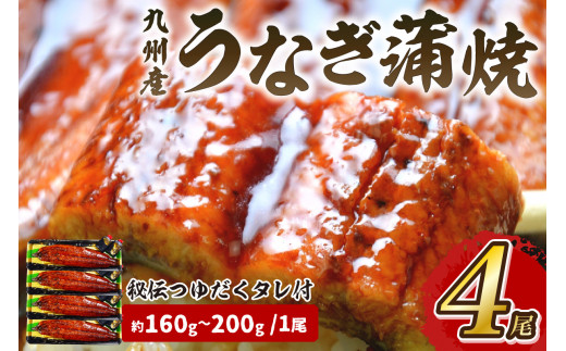 九州産うなぎ蒲焼4尾 秘伝つゆだくタレ付 中間老舗鮮魚店の味【001-0016】福岡県中間市35000魚介・海産物うなぎ