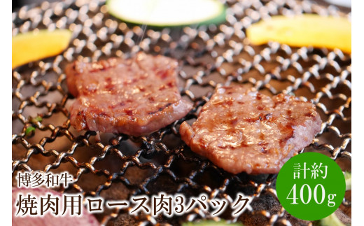 博多和牛 焼肉用 ロース肉3パック(計約400g)【034-0023】福岡県中間市17000肉牛肉
