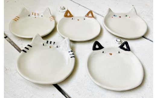 猫皿 スモールレギュラーサイズ 5枚セット【716】_HA0979福岡県宗像市34000雑貨・日用品食器・グラス