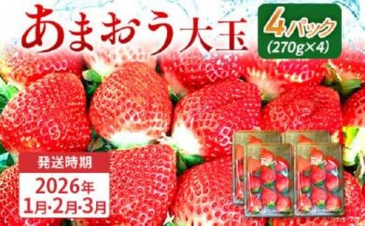 期間限定 いちご あまおう 苺 イチゴ 1kg あまおう(大玉)、4パック(270g/パック) 【2026年1月〜3月順次発送】 フルーツ 果物 くだもの 大玉 ※北海道・沖縄・離島は配送不可 大木町産 おお