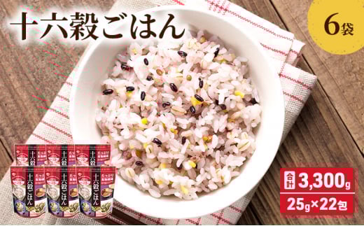 雑穀 十六穀 ごはん 合計3,300g (25g×22包×6袋) 食物繊維佐賀県鳥栖市26000米・パン玄米・雑穀米・もち米・餅