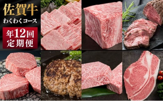 定期便 年12回 佐賀牛 わくわくコース 牛肉 肉 お肉 12回 ※配送不可:北海道、沖縄県、離島佐賀県鳥栖市400000肉牛肉