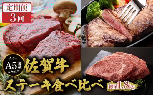 <定期便3回>佐賀牛ステーキ食べ比べ/ 佐賀牛 国産和牛 大町町 焼肉 肉 お肉 にく 国産 佐賀牛 切り落とし ステーキ 贈り物 ギフト 佐賀県 冷凍 焼き肉 牛肉佐賀県大町町80000肉牛肉
