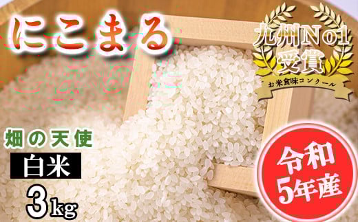 【令和5年産】『九州一の栄冠に輝いた農家が作る! 『畑の天使』にこまる 白米 3kg熊本県南関町12000米・パン白米