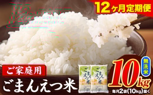 【12ヶ月定期便】訳あり 米 無洗米 ごまんえつ米 10kg 5kg×2袋 米 こめ 定期便 家庭用 備蓄 熊本県 長洲町 くまもと ブレンド米 熊本県産 訳あり 常温 配送 《1月から出荷開始》熊本県長洲町2820