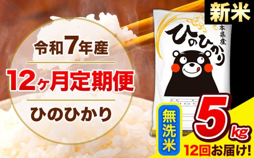 新米 令和7年産 ひのひかり 【12ヶ月定期便】 無洗米  5kg (5kg×1袋) 計12回お届け 《1月から出荷開始》 熊本県産 無洗米 精米 ひの 米 こめ お米 熊本県 長洲町熊本県長洲町156000米・パン白米