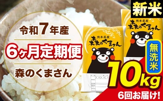 新米 令和7年産 森のくまさん 無洗米 10kg 5kg×2袋 計6回お届け 《1月から出荷開始》 お米 こめ 熊本県産 ご飯 備蓄熊本県長洲町153000米・パン無洗米