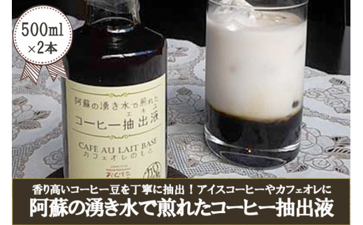 【おぐに天然食ほこすぎ】阿蘇の伏流水 湧き水 コーヒー抽出液 濃縮コーヒー 自家抽出 アイスコーヒー アイスカフェオレ 手作り ほこすぎ あるくCafe 人気カフェ 自家製 500ml 2本入り 1000ml 1L