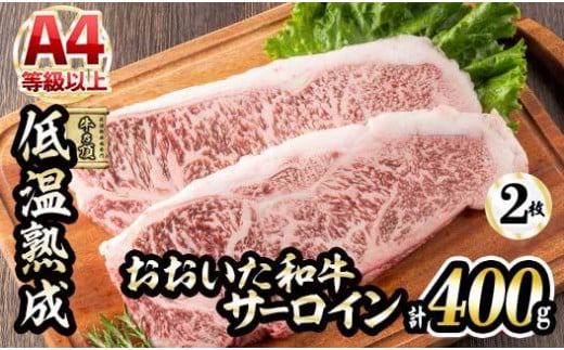 おおいた和牛 サーロインステーキ (計400g・サーロインステーキ約200g×2枚+ステーキソース20g×2袋) 国産 牛肉 肉 霜降り 低温熟成 ステーキ A4 和牛 ブランド牛 BBQ 冷凍 大分県 佐伯市【DH62】【(