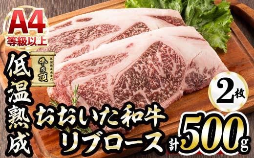 おおいた和牛 リブロースステーキ (計500g・リブロースステーキ約250g×2枚+ステーキソース20g×2袋) 国産 牛肉 肉 霜降り 低温熟成 ステーキ A4 和牛 ブランド牛 BBQ 冷凍 大分県 佐伯市【DH69】