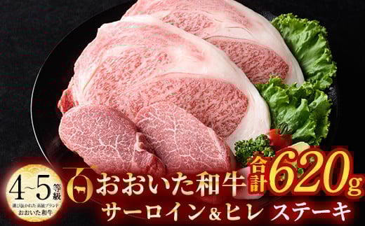 おおいた和牛 サーロイン ヒレ ステーキ セット ソース付き (合計620g・サーロイン180g×2枚・ヒレ130g×2枚) サーロイン ステーキ 国産 4等級 冷凍 和牛 牛肉 詰め合わせ 大分県 佐伯市【DP75】【