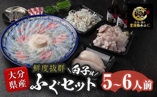 <着日指定必須> 白子付き とらふぐ セット (5-6人前) 冷蔵 とらふぐ ふぐ ふぐ刺し ふぐ刺身 刺身 ふぐ鍋 白子 皮 ひれ 唐揚げ ヒレ酒 お取り寄せ 鮮魚 養殖 国産 大分県 佐伯市【DK07】【エ