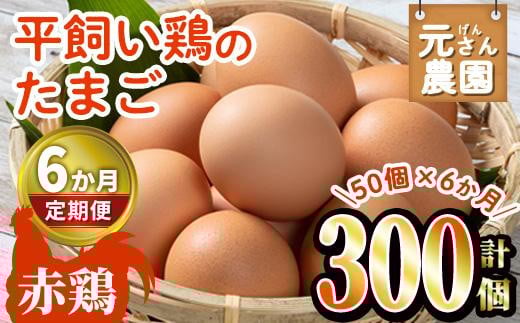 <定期便・全6回 (連続)>平飼い赤鶏のたまご (総量300個・S-Mサイズ50個×6回) 元さん農園 卵 玉子 卵かけご飯 玉子焼き 平飼い 鶏 鶏卵 養鶏場直送 朝採れ 新鮮 大分県 佐伯市 【GE006】【 (株)