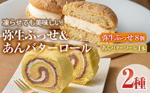 弥生ぶっせ(計8個)あんバターロール(計1本) セット 詰合せ 詰め合わせ ロールケーキ こしあん ブッセ しょうが 生姜 スイーツ お菓子 おやつ 焼き菓子 冷凍 【AJ86】【(有)ケーキ大使館クアン