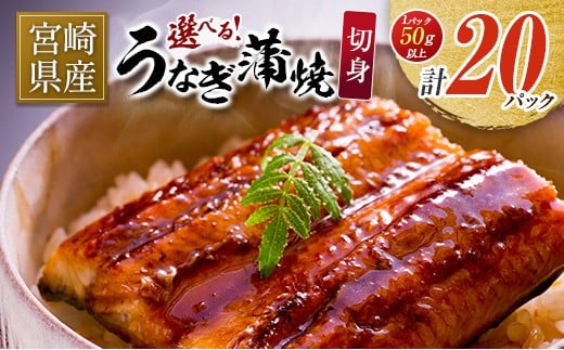 宮崎県産 うなぎ 蒲焼 切身 20パック 計1kg 個包装 国産 鰻 20枚宮崎県51000魚介・海産物うなぎ