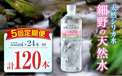 【定期便】 天然シリカ水 細野の天然水 555ml 24本 5回 中硬水 ミネラルウォーター シリカ ケイ素 霧島連山の贈り物 常温保存 備蓄 防災 宮崎県宮崎県30000お茶・飲料水・ミネラルウォーター