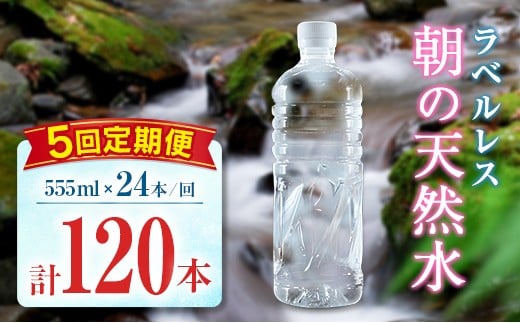 【定期便】 シリカ 朝の天然水 555ml 24本 5回 ラベルレス 中硬水 ミネラルウォーター シリカ水 ケイ素 常温保存 備蓄 防災 宮崎県 霧島連山宮崎県31000お茶・飲料水・ミネラルウォーター
