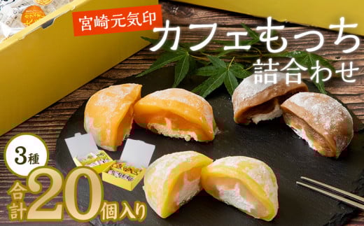 宮崎元気印カフェもっち(大福)詰合わせ(カフェもっち10個・日向夏もっち5個・マンゴっち5個)_M041-002宮崎県宮崎市13000菓子・スイーツ饅頭・羊羹・大福