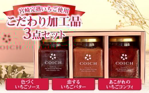 宮崎完熟いちご使用のこだわり加工品3点セット_M215-001宮崎県宮崎市14000鍋セット・総菜・加工食品ジャム・はちみつ