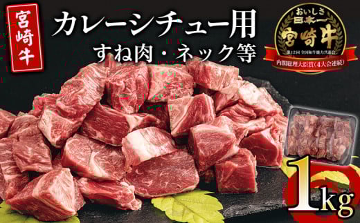 宮崎牛 カレーシチュー用 すね肉 ネック等 計1kg_M155-020宮崎県宮崎市13000肉牛肉
