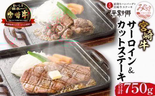 宮崎牛 サーロイン ステーキ カットステーキ セット 計750g 平家の郷 詰め合わせセットA|牛肉 国産 和牛 牛肉ステーキ|_M222-001宮崎県宮崎市57000肉牛肉