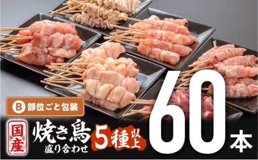【2月発送予定】若鶏の焼き鳥セット5種以上(60本)盛り合わせ_M146-001_feb宮崎県宮崎市16000肉鶏肉