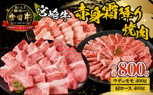 宮崎牛赤身霜降り焼肉 計800g_M332-009宮崎県宮崎市19000肉牛肉