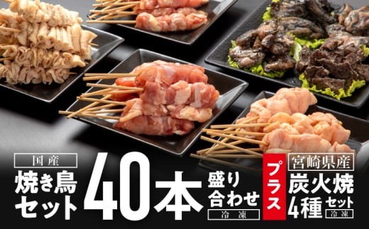 【11月発送予定】焼き鳥セット4種(40本)盛り合わせ&宮崎県産炭火焼4種セット_M146-002_01-nov宮崎県宮崎市15000肉鶏肉