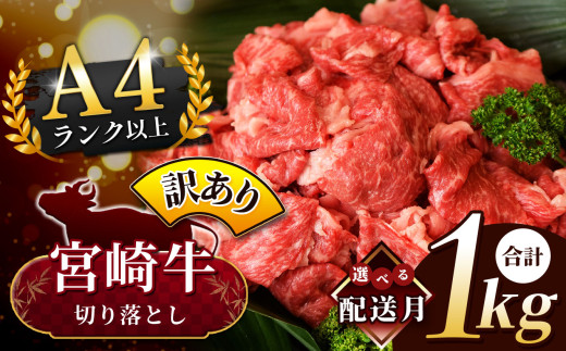 【11月発送】人気 牛肉  ! A4 - A5 宮崎牛 切り落とし 訳あり 1kg | 小分け 500g × 2 宮崎牛 切り落とし 部位不問 脂身 黒毛和牛 牛肉 肉 にく お肉 スライス 切り落とし 国産 ブランド牛 カレー 牛
