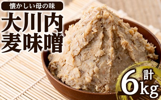 i346 大川内麦味噌(1kg×6袋・計6kg)地域のお母さんたちが丁寧に作り上げた地元で愛される田舎味噌! 味噌 みそ 味噌汁 田舎味噌 麦みそ 家庭の味 冷蔵 【大川内地区コミュニティ協議会】鹿児